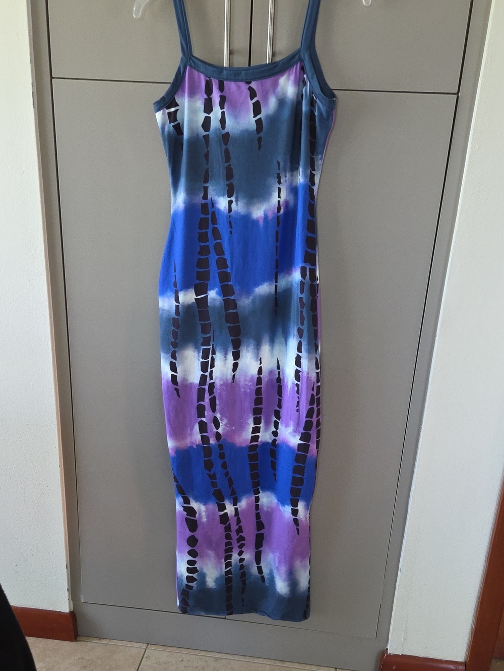 Tie-Dye Strappy Maxi Dress in Tie-dye Blue & Purple